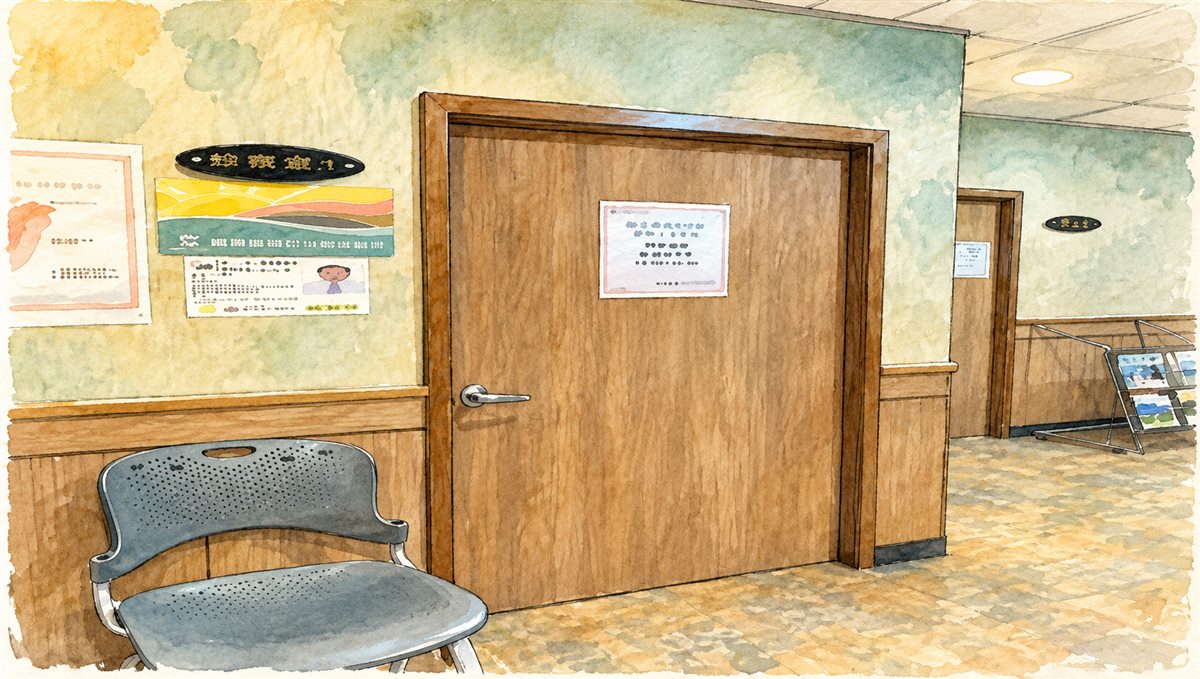 為恭健檢中心醫師問診室外觀與候診座位